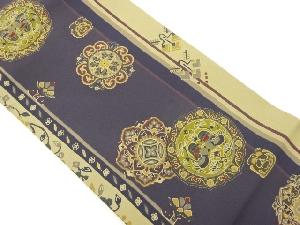 華文に鏡裏・花鳥模様名古屋帯